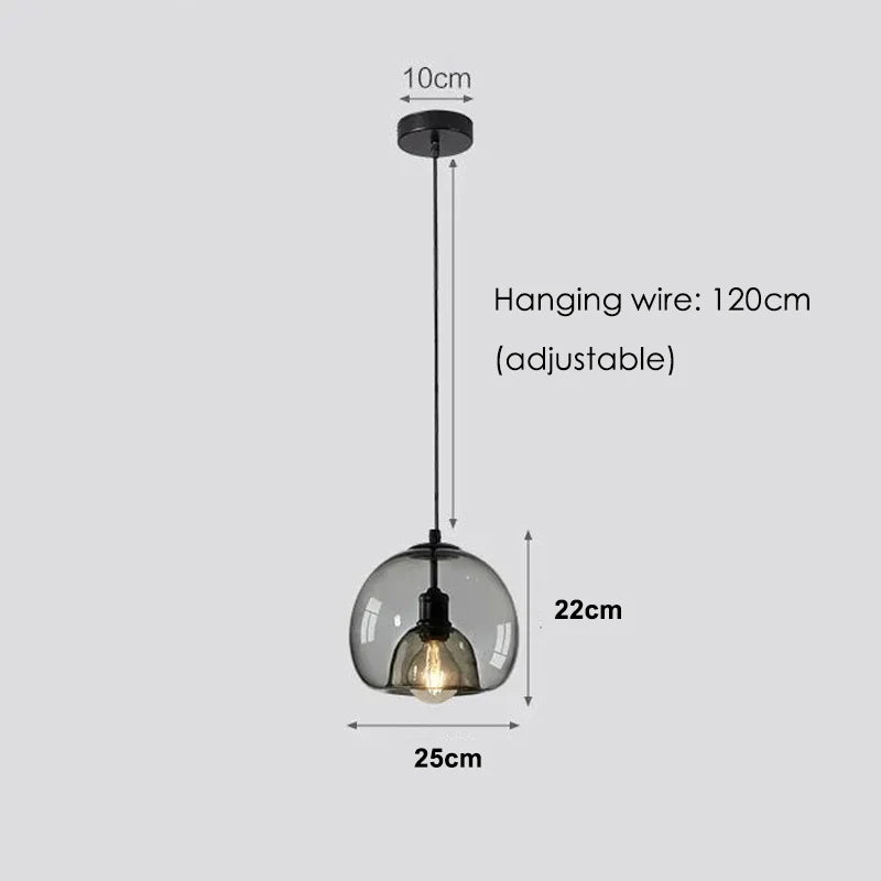 Globelet Grey (20/25cm) - Glass Pendant Lamp