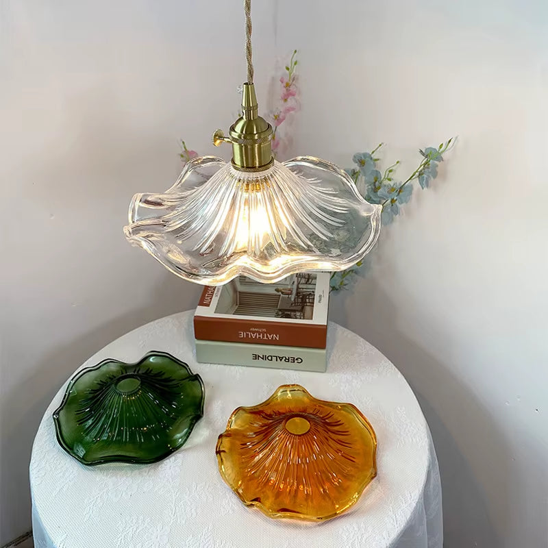 Petale - Multicolour Glass Pendant Light E27 (Green/ Clear/ Brown)