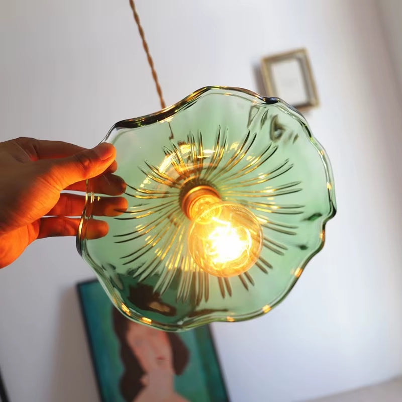 Petale - Multicolour Glass Pendant Light E27 (Green/ Clear/ Brown)
